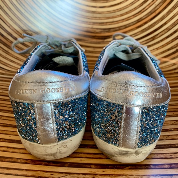 (SIZE 7) GOLDEN GOOSE NAVY/SILVER SNEAKER (37) - Picture 8 of 16